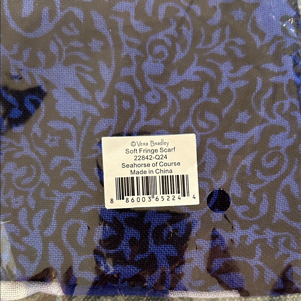 Vera Bradley Seahorse of Course Blue and Gray Patterned Scarf